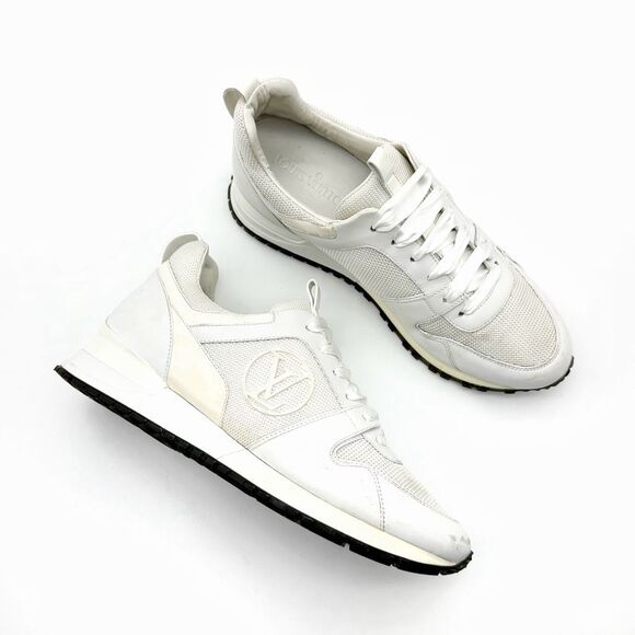 LOUIS VUITTON White Run Away Sneaker White Damier Size 39.5 LV Logo Running Shoe - Picture 1 of 13